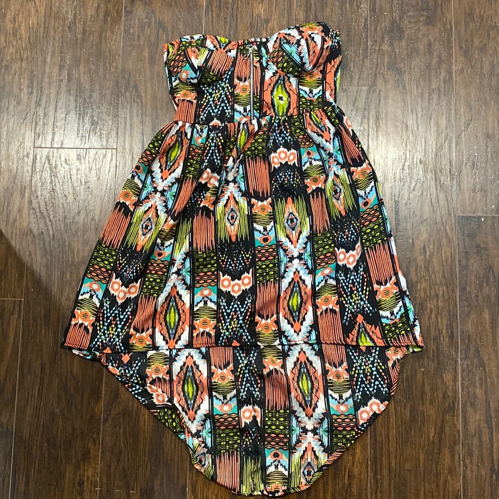 Colorful Strapless Dress - Size S